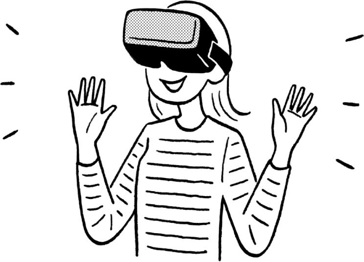 VRを体験する人のイラスト